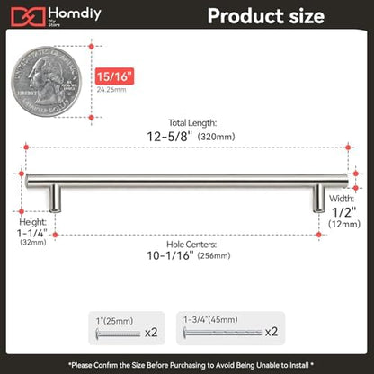 homdiy 30Pack 7-1/2in Hole Centers Zinc Alloy Kitchen Cabinet Handle - HD201SN Drawer Pulls Mordern Cabinet Handles for Bathroom Wardrobe Cabinet Hardware