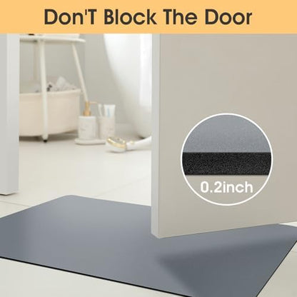 ACCUMTEK Non Slip Bath Mat, Thin Bathroom Rugs Fit Under Door, Quick Dry Bath Mats, Machine Washable Bath Rugs for Bathroom, Bathtub & Kitchen, Bathtub & Kitchen, Grey/Solid/59 x20
