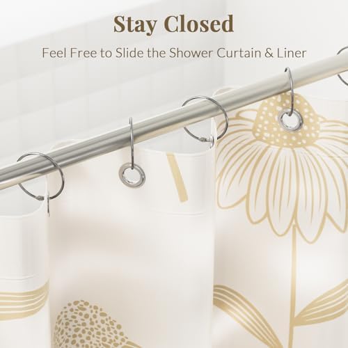 Bathway Shower Curtain Rings, Bathway Shower Curtain Hooks Anti-Drop Shower Rings for Curtain, Metal Shower Curtain Rings Rust Proof, Chrome Shower Hooks for Shower Curtain Rod, Shower Rod Hook 12Pcs