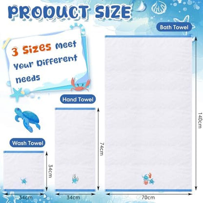 Peryiter 3 Pack Sea Turtle Decorative Bath Towel Set