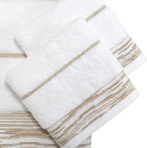 Nicole Miller - Towel Set, Heavyweight & Absorbent Jacquard Woven Cotton Towels, Set of 4, Dorm Room Essentials (Sydney Collection)