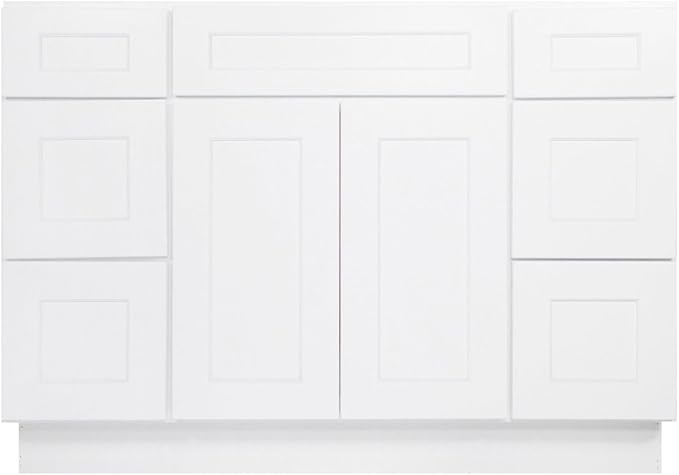 Furinno Shaker Two Drawer Stack Bath Vanity Cabinet Without Top, Ready to Assemble, 21 D x 48 W x 34.5 H, White