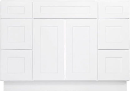 Furinno Shaker Two Drawer Stack Bath Vanity Cabinet Without Top, Ready to Assemble, 21 D x 48 W x 34.5 H, White