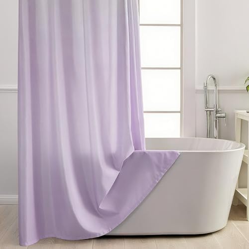 No Hook Shower Curtain and Liner for Bathroom, Ombre Lavender, 71" x 74"