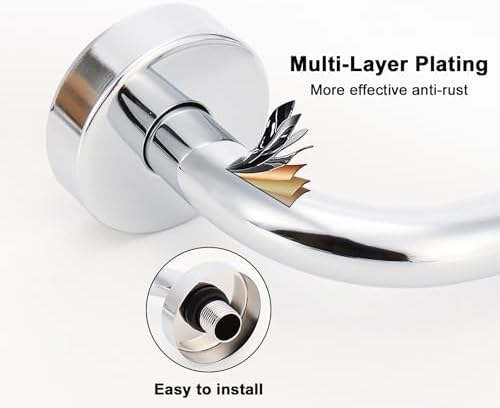 NearMoon S Shaped Shower Head Riser Arm, Shower Extender Arm with Flange, Standard 1/2" Connection- Bathroom Accessory (12 Inch, Chrome)