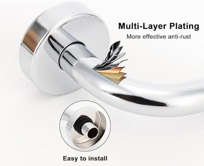 NearMoon S Shaped Shower Head Riser Arm, Shower Extender Arm with Flange, Standard 1/2" Connection- Bathroom Accessory (12 Inch, Chrome)