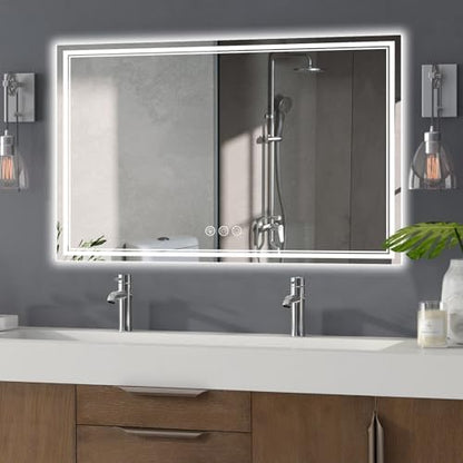 Ratsamee 55"x36" LED Bathroom Mirror with Lights, Backlit + Front Lit