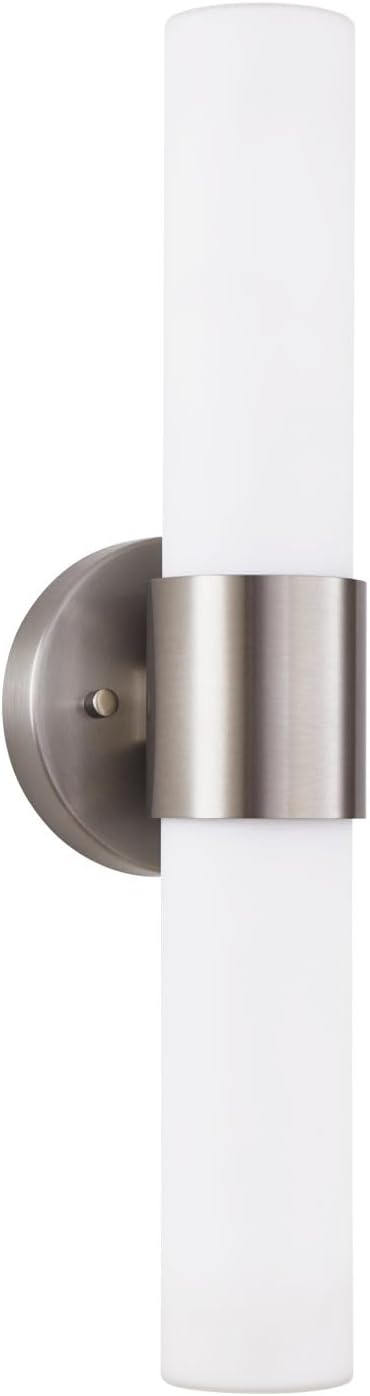 18" Modern Wall Sconce with Frosted Glass Shades, for Bathroom Mirror Bedroom Living Room Hallway, Brushed Nickel Finish