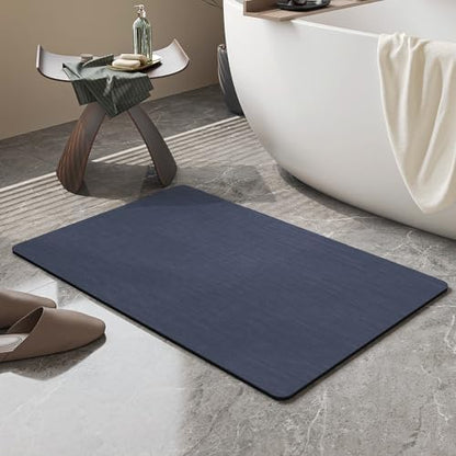 Mecko Bath Mat 20"x32",Ultra Thin Bathroom Rug fit Under Door Navy Blue