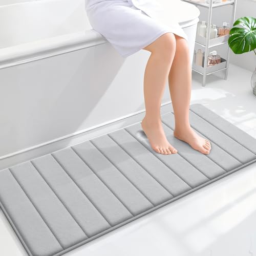 OLANLY Memory Foam Long Bathroom Rugs Runner 47x20, Super Soft Absorbent