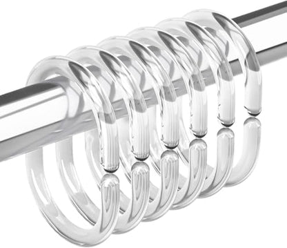 Amazer Plastic Shower Curtain Rings, Shower Curtain Hooks, 12 Pcs C Shaped Shower Hooks for Shower Curtain, Clear Shower Curtain Hooks for Bathroom