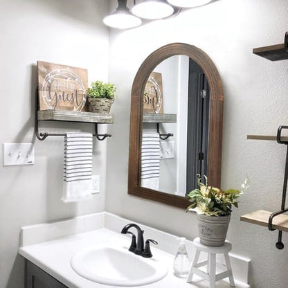 LOSOUR 2 Pack Arched Mirror, Farmhouse Decor Solid Wood Frame Wall Mirror,Vintage Bathroom Mirrors for Bathroom, Living Room,Bedroom, Entryway, Hallway,Foyer (Coffee, 2 Pack-30 L x 20" W)