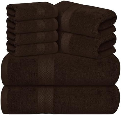 Avalon Towels Chocolate Brown Towels, Brown Towel Set, 8pc
