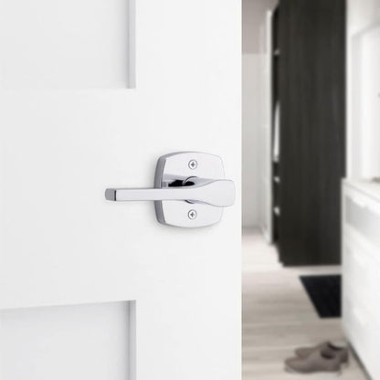 Kwikset Tripoli Lever Interior Privacy Door Handle with Lock, Door Lever For Bathroom and Bedroom, Polished Chrome Reversible Keyless Turn Lock