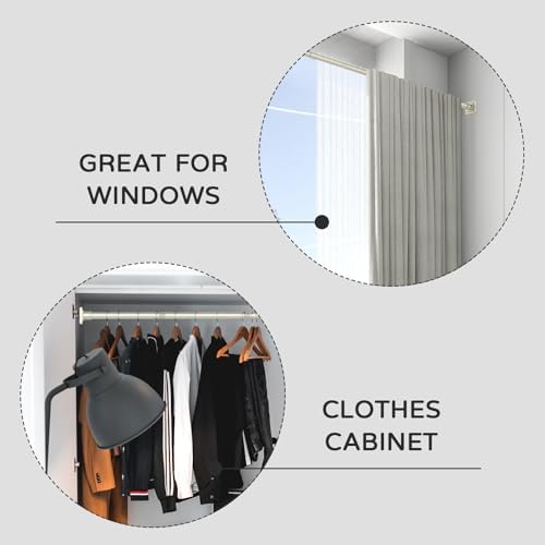 UIOSANRT Brushed Nickel Shower Curtain Rod 31-92 Inches Non-Slip Shower Rod Tension Mounted No Drill Tension Shower Curtain Rods Spring Tension Rod for Windows Bathroom