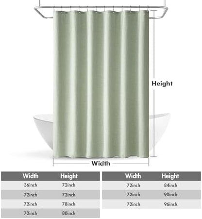 MIULEE 72 x 82 Extra Long Linen Shower Curtain Sage Green 12 Metal Hooks