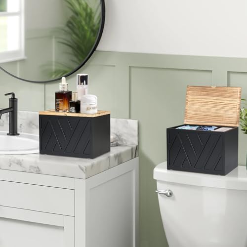 Jorkol 2 PCS White Tampon Holder for Bathroom Decor, Feminine Product Organizer with Lid, Shark Week Tampon Storage, Wood Pad and Tampon Organizer for Toilet Organizer, Bathroom Accessories Box