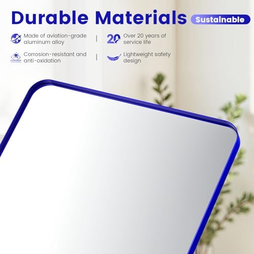 18" x 24" Blue Bathroom Mirrors for Over Sink,Aluminum Frame