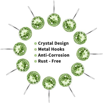 Sage Diamond Crystal Bling Shower Curtain Hooks Rings for Bathroom,12PCS