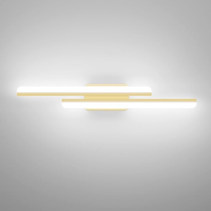 Ralbay 32" LED Gold Vanity Lights for Bathroom 36W Frosted Aluminum Modern Gold Bathroom Vanity Light Fixtures Over Mirror Modern Gold Bath Lighting 6000K White Light