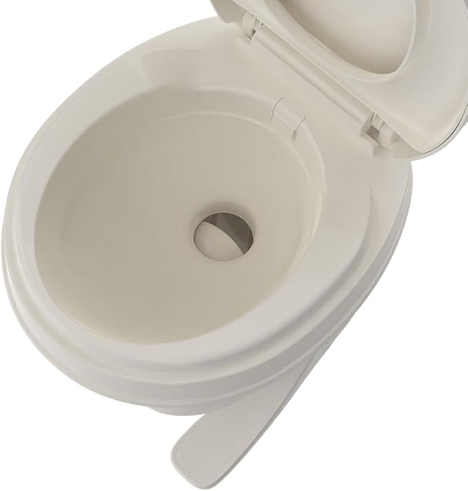 SEAFLO Bone-Colored Residential Height Camper/RV Toilet, 18.5” Height, Gravity Flush, Foot Pedal, Oversized Bowl, Soft-Close Seat, 4-Year Warranty