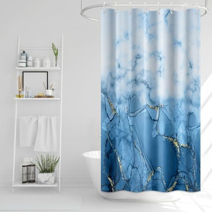 Light Blue Marble Stall Waterproof Shower Curtain 48x72 inches