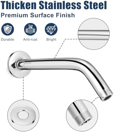 Shower Arm with Flange, 10 Inch, Chrome