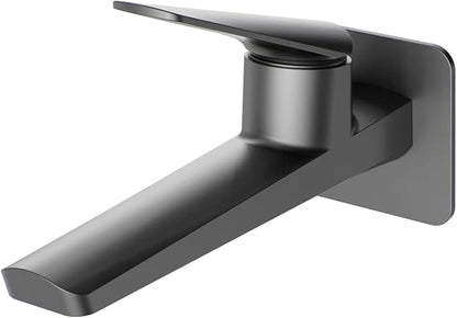 BiaoTeng Concealed Wall Mounted Bathroom Faucet Single Handle Hot and Cold Brass Faucets for Bathroom Sinks One Hole Grey