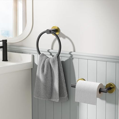 FORIOUS Toilet Paper Holder and Towel Ring Set, Bathroom Accessories Set