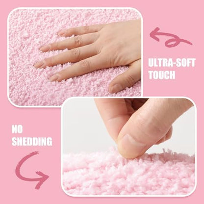 TRUEDAYS Pink Scalloped Bath Mat, Soft Cute Bath Mat, 32x20 Inch