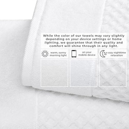 Great Bay Home Bath Towels - 100% Cotton 6 Piece Towel Set - Diamond Waffle Weave - Absorbent, Durable, Quick-Dry Towels for Bathroom (Optic White)