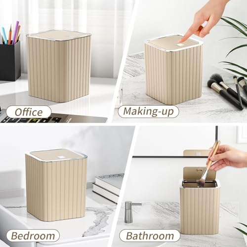 Bathroom Accessory Set - Bathroom Set, 12PC Bathroom Accessories Set, Beige Bathroom Accessories Set, Mini Trash Can, Toilet Brush, Trash Can & Soap Dispenser