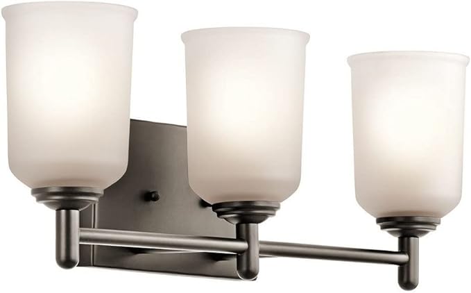 Kichler Shailene 21" 3 Light Vanity Light with Satin Etched Glass in Olde Bronze