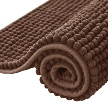 SUBRTEX Bathroom Rugs, 24" x 44" Chenille Bath Rug Soft Short Plush Bath Mat Soft Shower Mat Water Absorbent Shower Mat Quick Dry Machine Washable, Brown