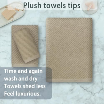 VOOVA & MOVAS 3PC Towel Set, 100% Cotton, Dark Tan