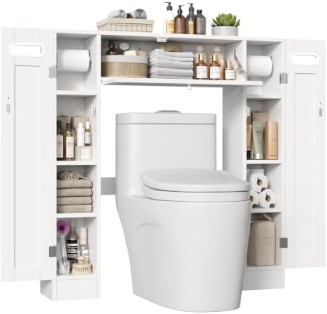 Keyluv Short Over the Toilet Storage Cabinet with Doors for Small Bathroom
