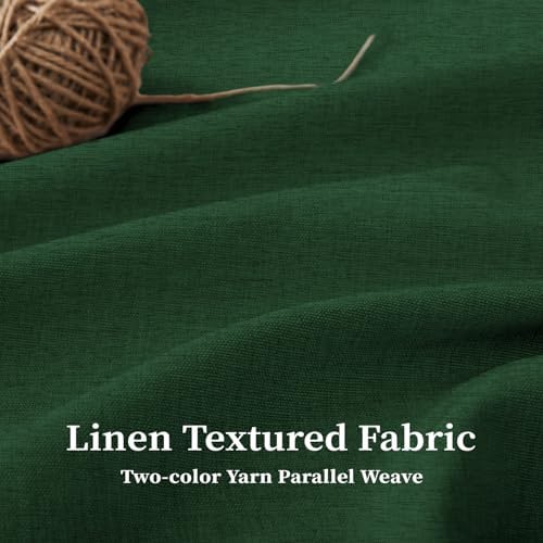 BTTN Emerald Boho Scalloped Linen Textured Cloth Shower Curtain Set, 72x72