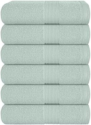 Belizzi Home Ultra Soft 6-Piece Hand Towel Set 16x28-100% Ringspun Cotton - Durable & Highly Absorbent Hand Towels - Ideal for use in Bathroom, Kitchen, Gym, Spa & General Cleaning - Sea Green