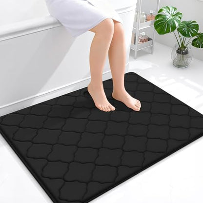 OLANLY Memory Foam Bath Mat Rug 40x32, Ultra Soft Bathroom Rugs, Black