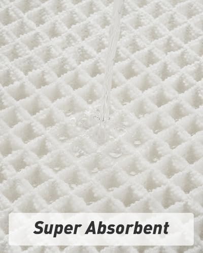 Upgraded Waffle Bath Mat Set of 2 Absorbent Bathroom Mat 17"x24" + 17"x48"