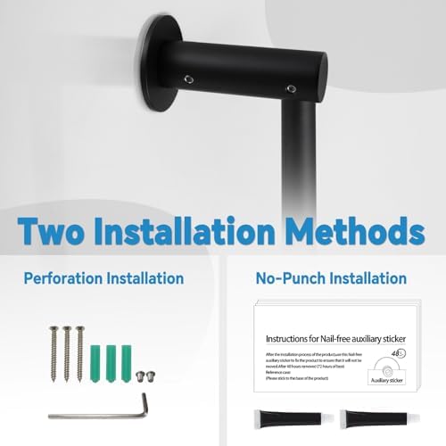 Shower Slide Bar Adjustable Handheld Shower Head Holder Wall Mount - 30inch All-Metal Shower Head Slide Bar Compatible with Bathroom Drill Free Glue Installation - Black