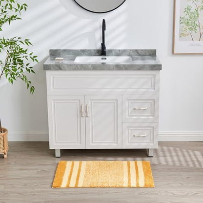 CozeCube Harvest Gold Striped 36"x24" Non Slip Washable Bath Mat