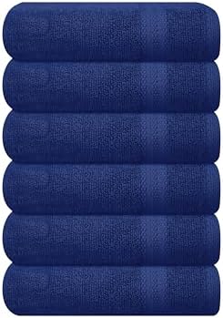 GLAMBURG Ultra Soft 6-Piece Hand Towel Set 16x28-100% Ringspun Cotton - Durable & Highly Absorbent Hand Towels - Ideal for use in Bathroom, Kitchen, Gym, Spa & General Cleaning - Navy Blue