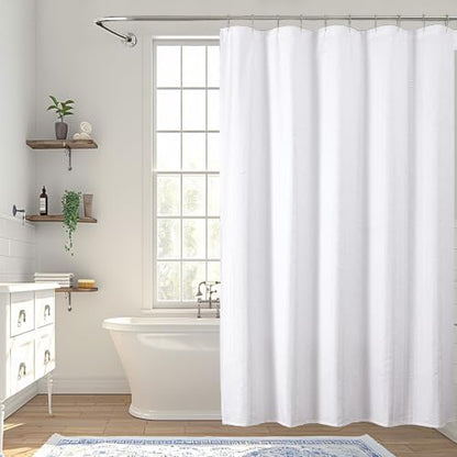 Aiyufeng Moga White Fabric Shower Curtain 78 Inch Long for Bathroom