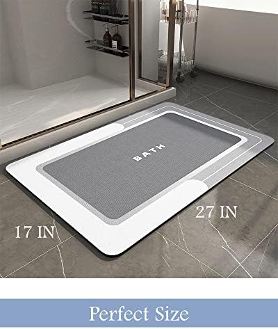 MontVoo-Bath Mat-Bathroom Mat Rug Non Slip Super Absorbent Stain Resistant Quick Dry Thin Bath Rug-Bath Mats for Bathroom Floor Bathtub Vanity-Bathmat Bath Rug Easy Care-17"x27" Grey