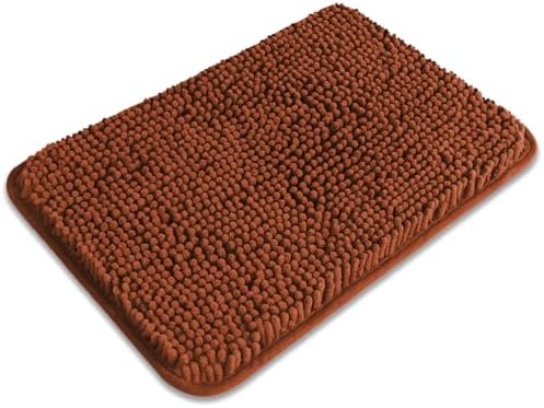 Small Bathroom Rug 12"x18" – Washable and Absorbent Bath Mat, Non Slip, Thick Soft Chenille Bath Rugs for Bathroom Floor, Shower, Sink, Dog mat(Rust)