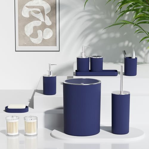 Navy Blue Bathroom Accessories Set, 10PC Bathroom Set