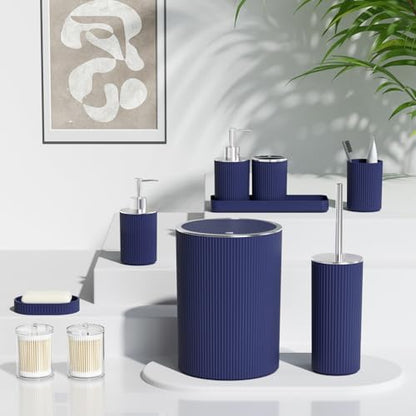Navy Blue Bathroom Accessories Set, 10PC Bathroom Set