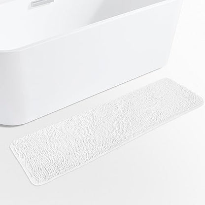 Yeaban Chenille White Bathroom Runner Rug 17"x47"