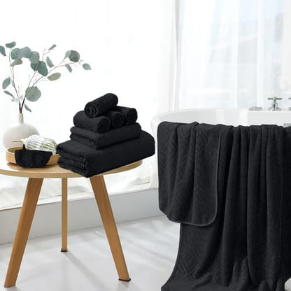 Bath Towel Set of 4 Extra Large Bath Sheet 35"x70" Oversized Bath Towel Soft Microfiber Bathroom Towel for Adults Highly Absorbent Quick Dry Towel Set for Bathroom,Hotel,Shower Bath Sheet Towel Black